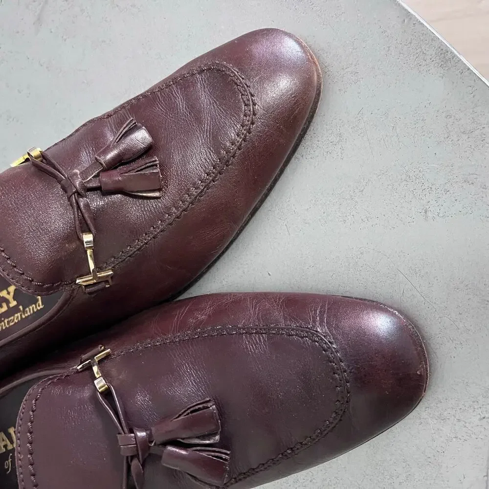 Vintage Bally Switzerland Nante Brown Leather Tassel Horsebit Loafers Men’s 9